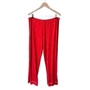 Eberjey Winter Skiing Trees Holiday Long Gisele Pajama PJ Bottoms Red XL